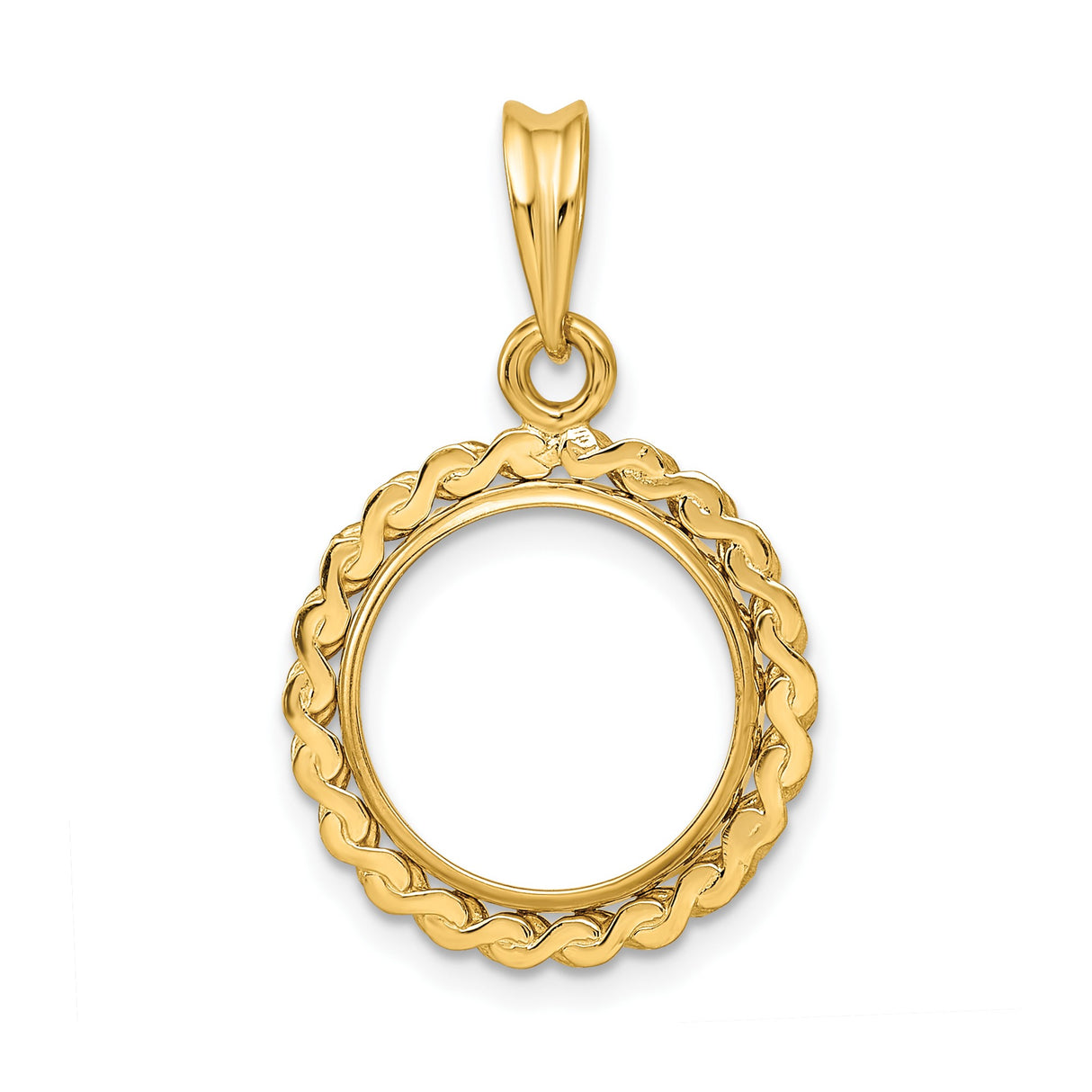 13 mm 14k Yellow Gold coin bezel pendant for US $1 Indian Princess Type 1