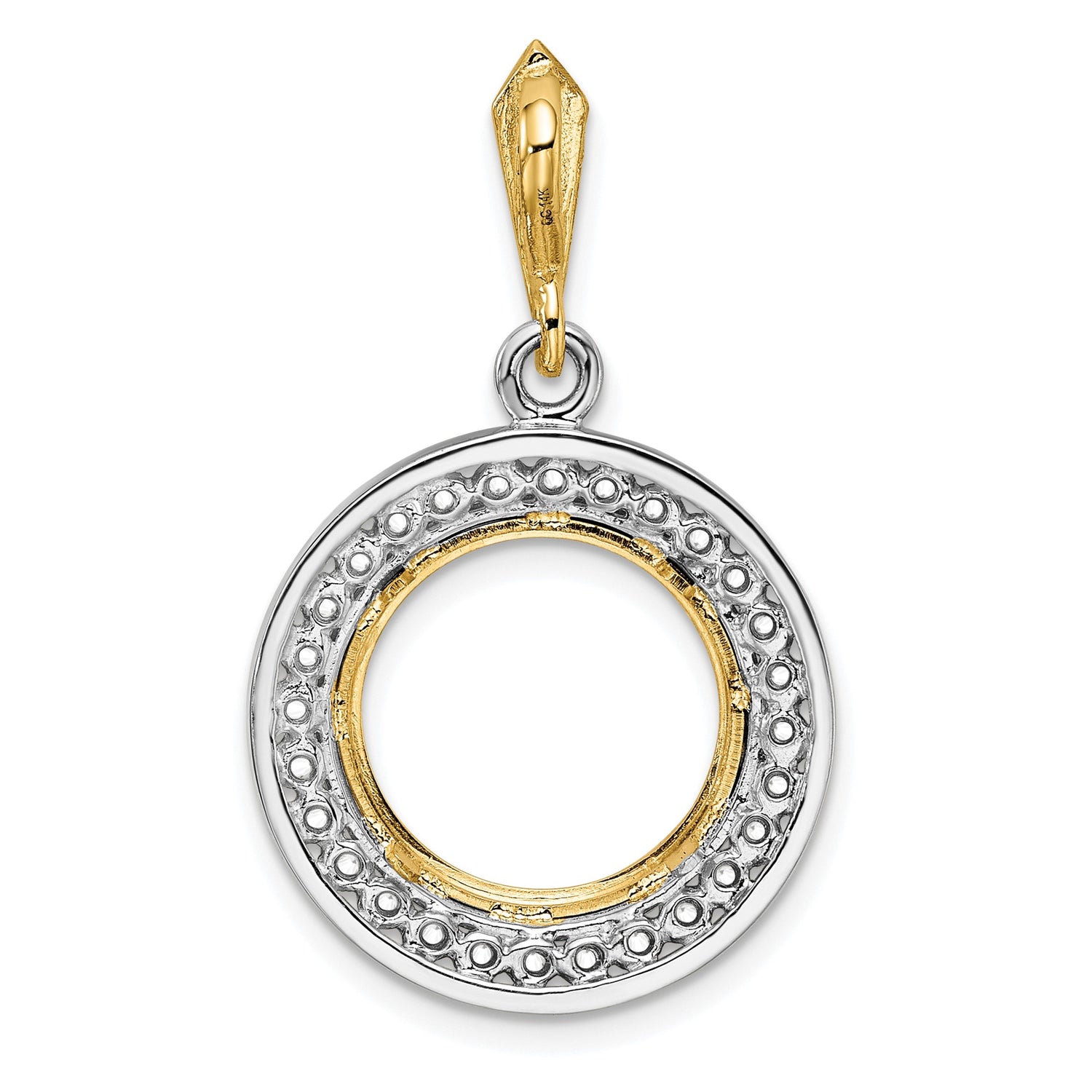 13 mm 14k Multi-Tone Gold coin bezel pendant for US $1 Indian Princess Type 1 — additional image