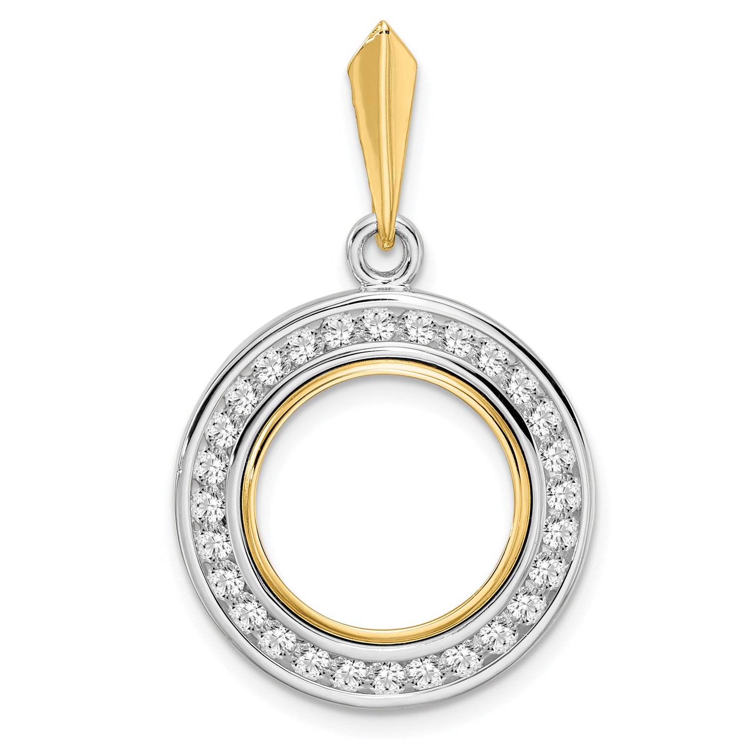 13 mm 14k Multi-Tone Gold coin bezel pendant for US $1 Indian Princess Type 1