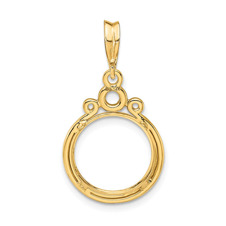 13 mm 14k Yellow Gold coin bezel pendant for US $1 Indian Princess Type 1 — additional image