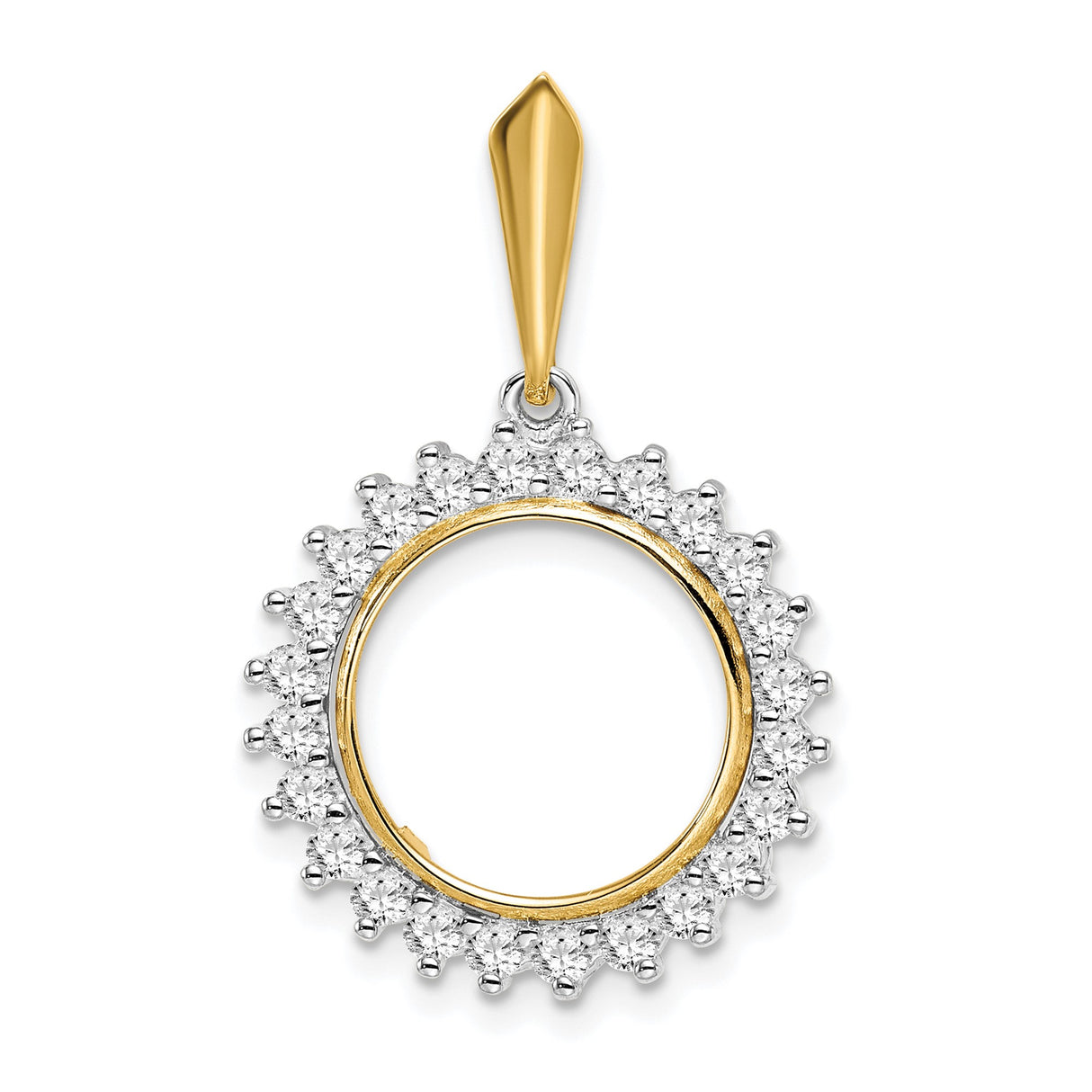 13 mm 14k Multi-Tone Gold coin bezel pendant for US $1 Indian Princess Type 1