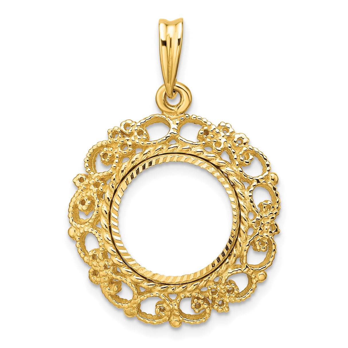 13 mm 14k Yellow Gold coin bezel pendant for US $1 Indian Princess Type 1