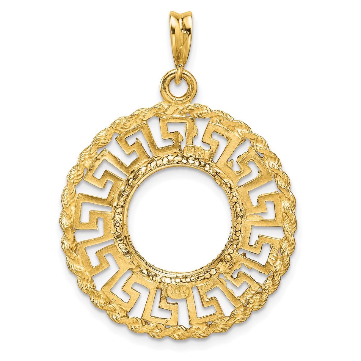 13 mm 14k Yellow Gold coin bezel pendant for US $1 Indian Princess Type 1 — additional image