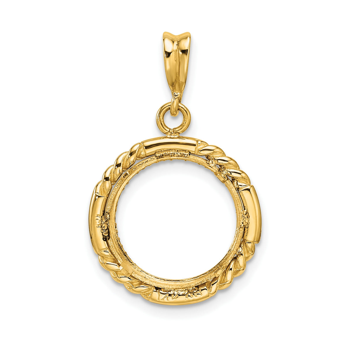 13 mm 14k Yellow Gold coin bezel pendant for US $1 Indian Princess Type 1 — additional image