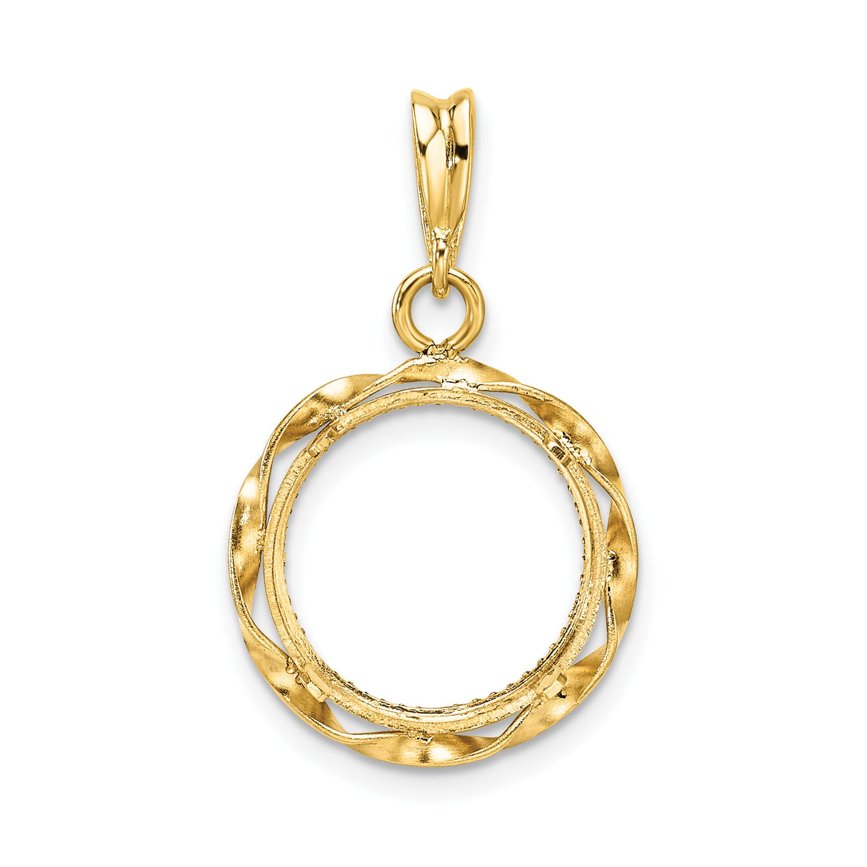 13 mm 14k Yellow Gold coin bezel pendant for US $1 Indian Princess Type 1 — additional image