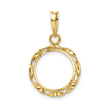 13 mm 14k Yellow Gold coin bezel pendant for US $1 Indian Princess Type 1