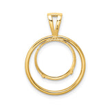 13 mm 14k Yellow Gold coin bezel pendant for US $1 Indian Princess Type 1 — additional image