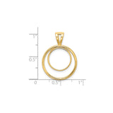 13 mm 14k Yellow Gold coin bezel pendant for US $1 Indian Princess Type 1 — size reference (ruler)