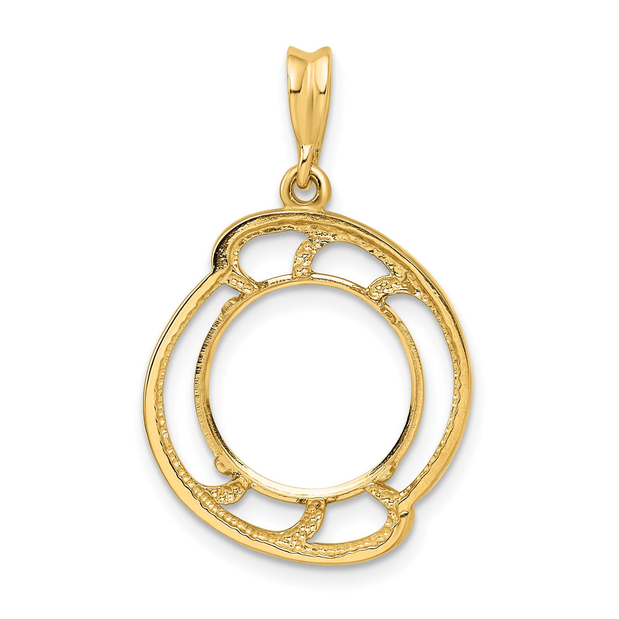 13 mm 14k Yellow Gold coin bezel pendant for US $1 Indian Princess Type 1 — additional image