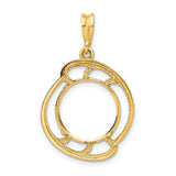 13 mm 14k Yellow Gold coin bezel pendant for US $1 Indian Princess Type 1 — additional image