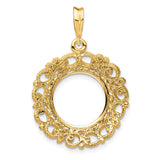 13 mm 14k Yellow Gold coin bezel pendant for US $1 Indian Princess Type 1 — additional image