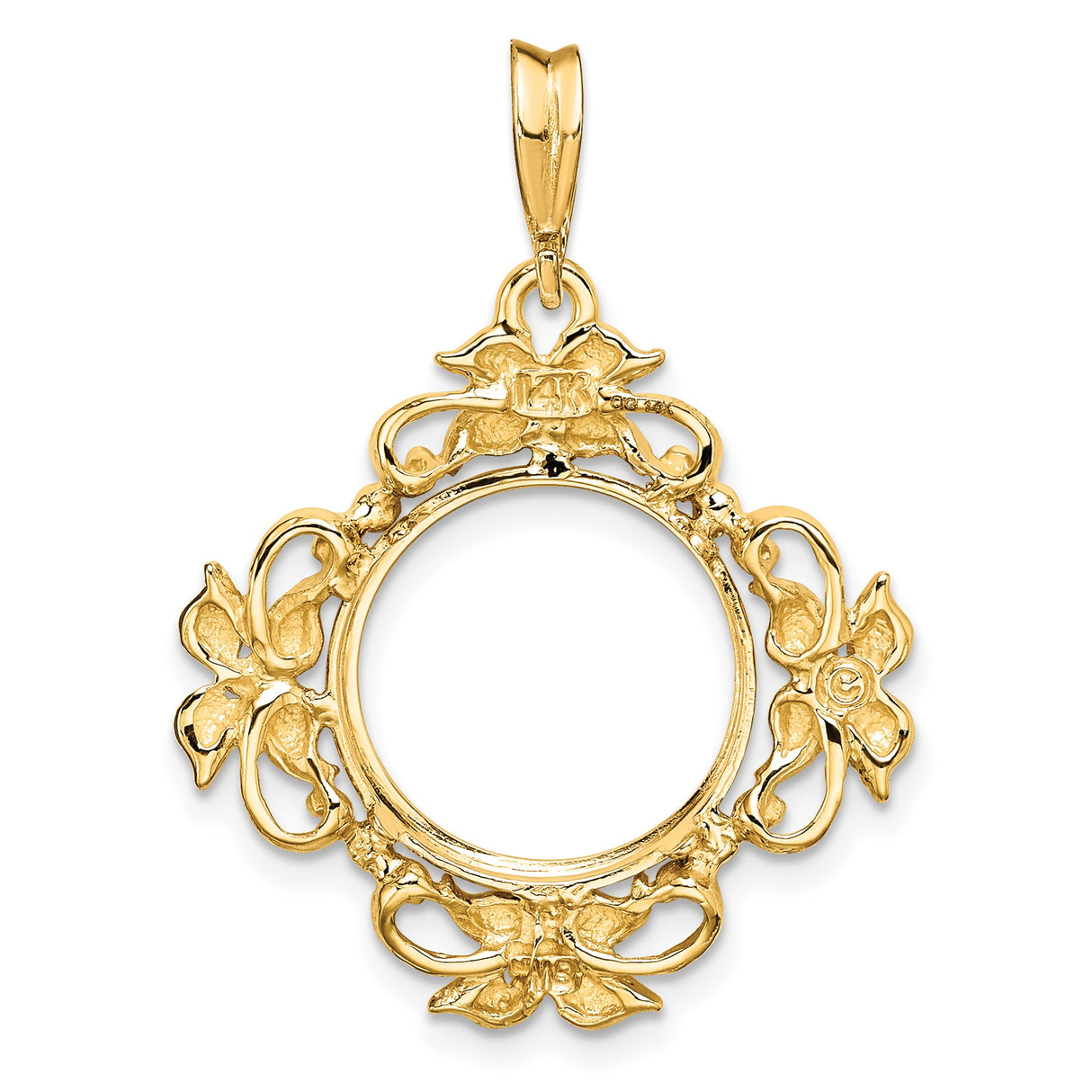 13 mm 14k Yellow Gold coin bezel pendant for US $1 Indian Princess Type 1 — additional image