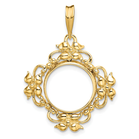 13 mm 14k Yellow Gold coin bezel pendant for US $1 Indian Princess Type 1