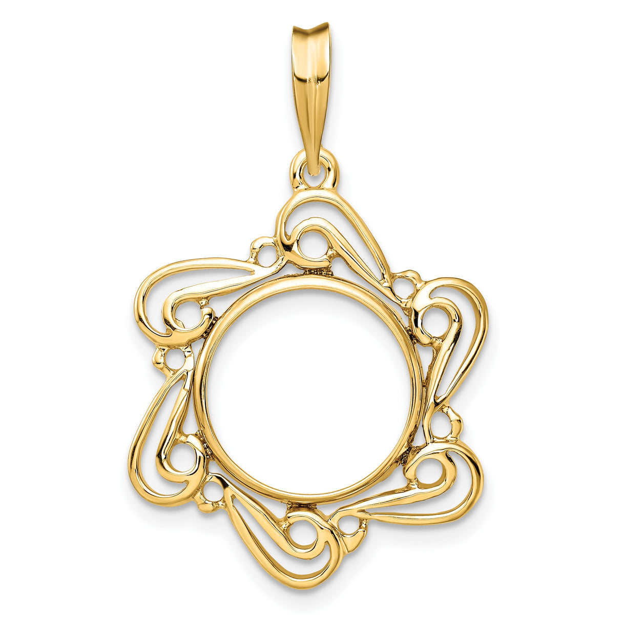 13 mm 14k Yellow Gold coin bezel pendant for US $1 Indian Princess Type 1