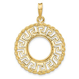 13 mm 14k Yellow Gold coin bezel pendant for US $1 Indian Princess Type 1