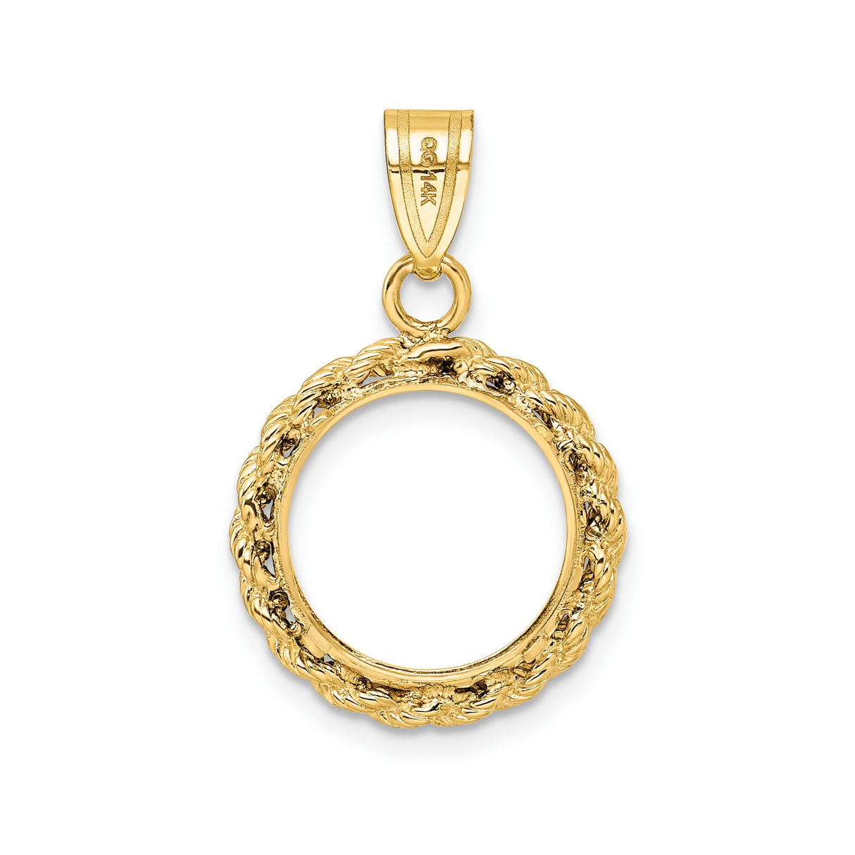 13 mm 14k Yellow Gold coin bezel pendant for US $1 Indian Princess Type 1 — additional image