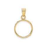 13 mm 14k Yellow Gold coin bezel pendant for US $1 Indian Princess Type 1 — additional image