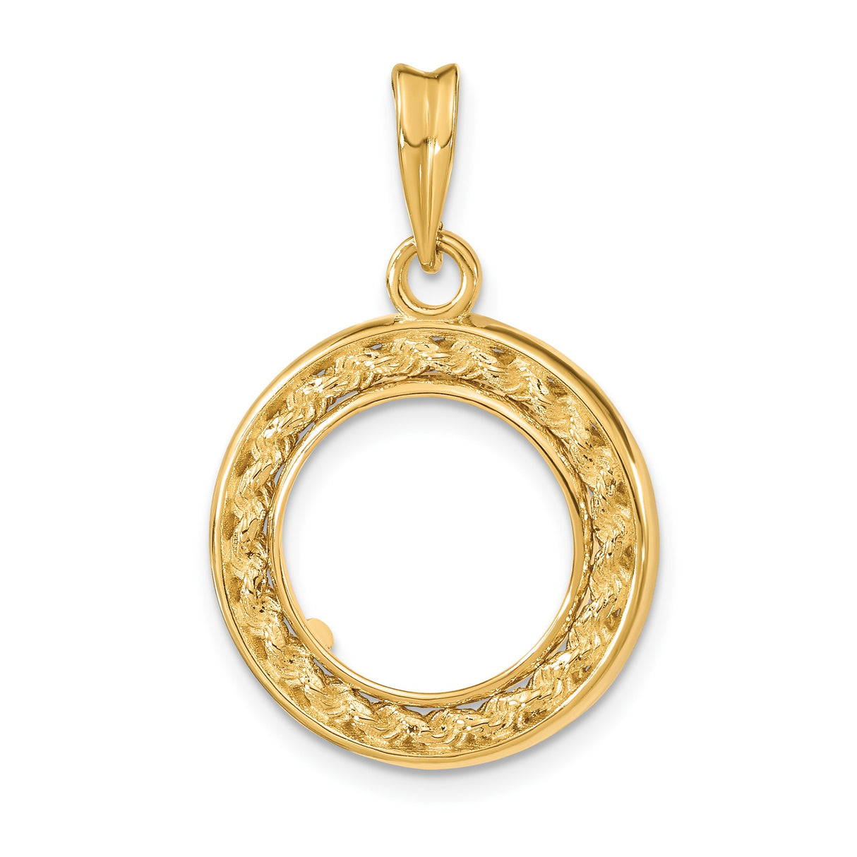 13 mm 14k Yellow Gold coin bezel pendant for US $1 Indian Princess Type 1