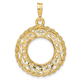 13 mm 14k Yellow Gold coin bezel pendant for US $1 Indian Princess Type 1 — additional image