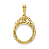 13 mm 14k Yellow Gold coin bezel pendant for US $1 Indian Princess Type 1 — additional image