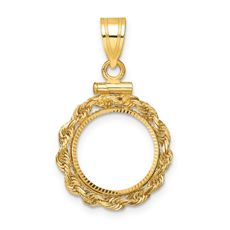 13 mm 14k Yellow Gold coin bezel pendant for US $1 Indian Princess Type 1