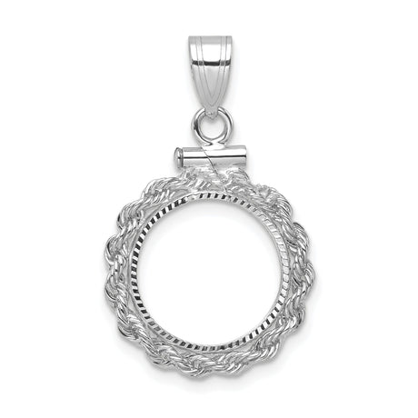 13 mm 14k White Gold coin bezel pendant for US $1 Indian Princess Type 1