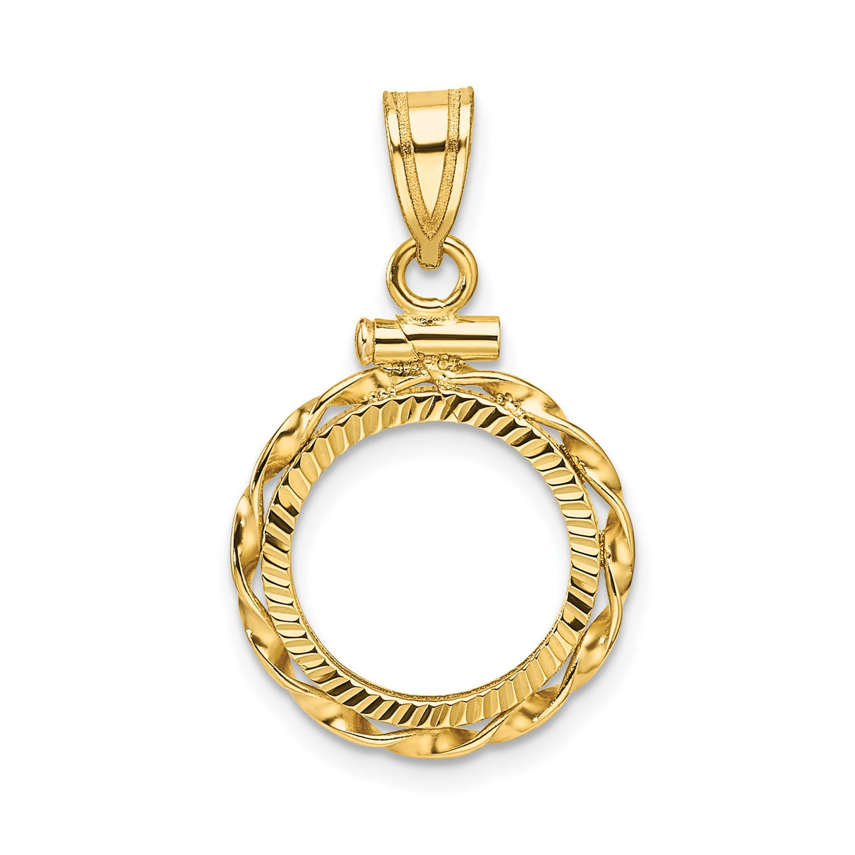 13 mm 14k Yellow Gold coin bezel pendant for US $1 Indian Princess Type 1
