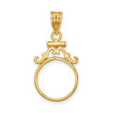 13 mm 14k Yellow Gold coin bezel pendant for US $1 Indian Princess Type 1 — additional image