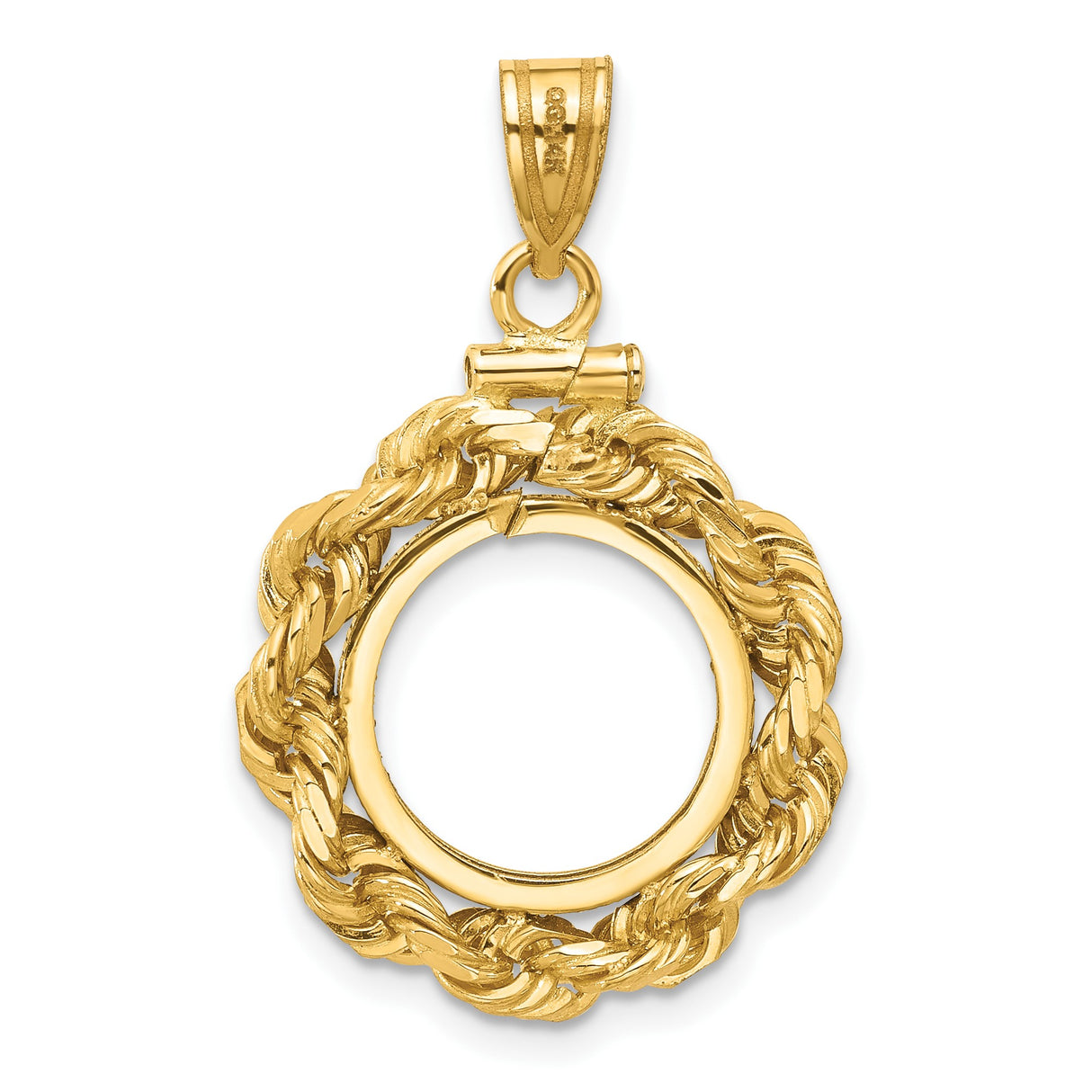 13 mm 14k Yellow Gold coin bezel pendant for US $1 Indian Princess Type 1 — additional image