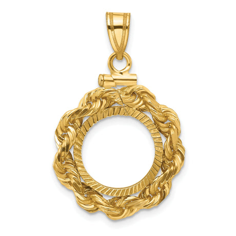 13 mm 14k Yellow Gold coin bezel pendant for US $1 Indian Princess Type 1