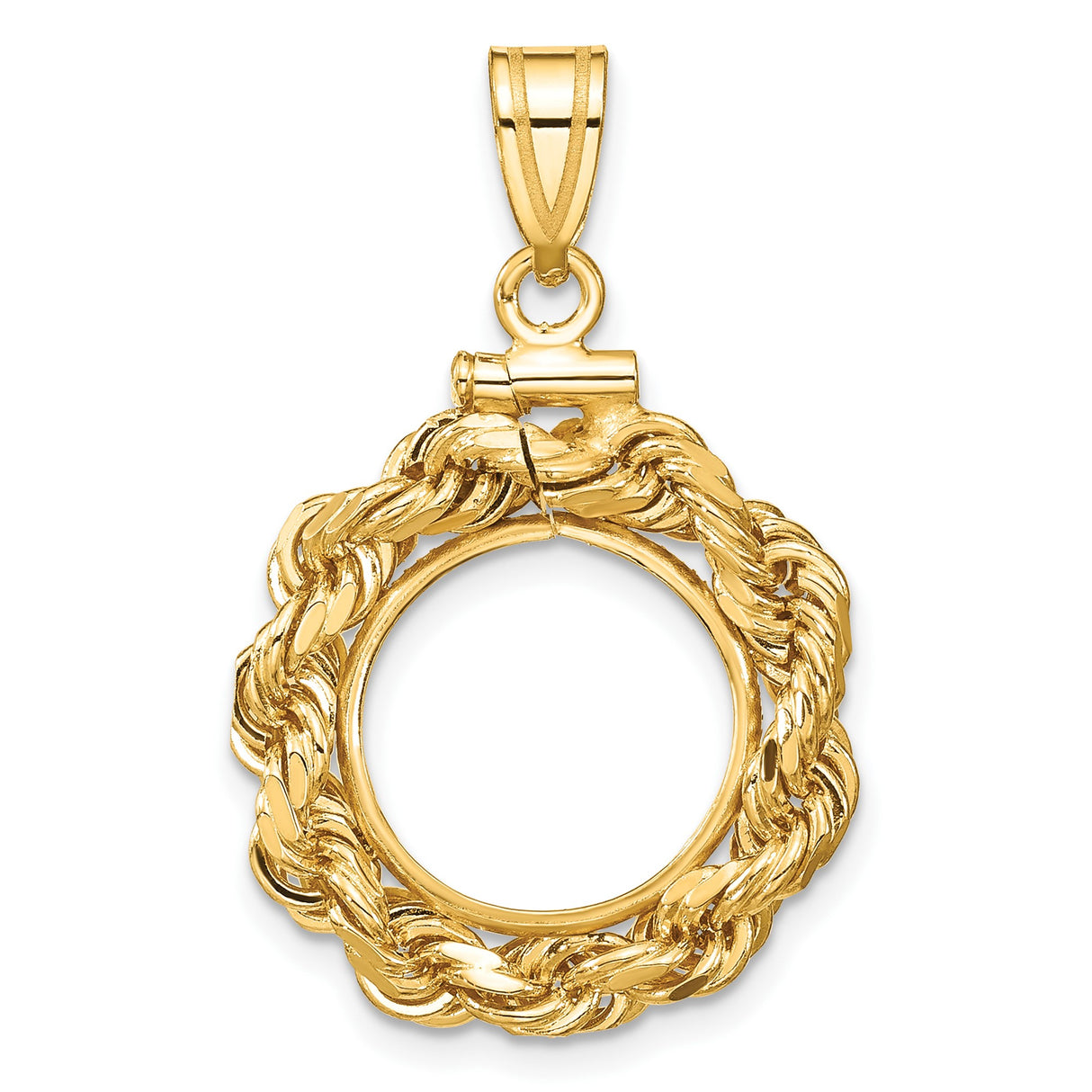 13 mm 14k Yellow Gold coin bezel pendant for US $1 Indian Princess Type 1