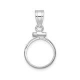 13 mm 14k White Gold coin bezel pendant for US $1 Indian Princess Type 1