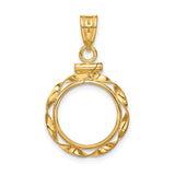 13 mm 14k Yellow Gold coin bezel pendant for US $1 Indian Princess Type 1 — additional image