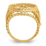 13 mm 14k Yellow Gold coin bezel ring for US $1 Indian Princess Type 1 — alternate view