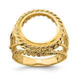 13 mm 14k Yellow Gold coin bezel ring for US $1 Indian Princess Type 1 — additional image