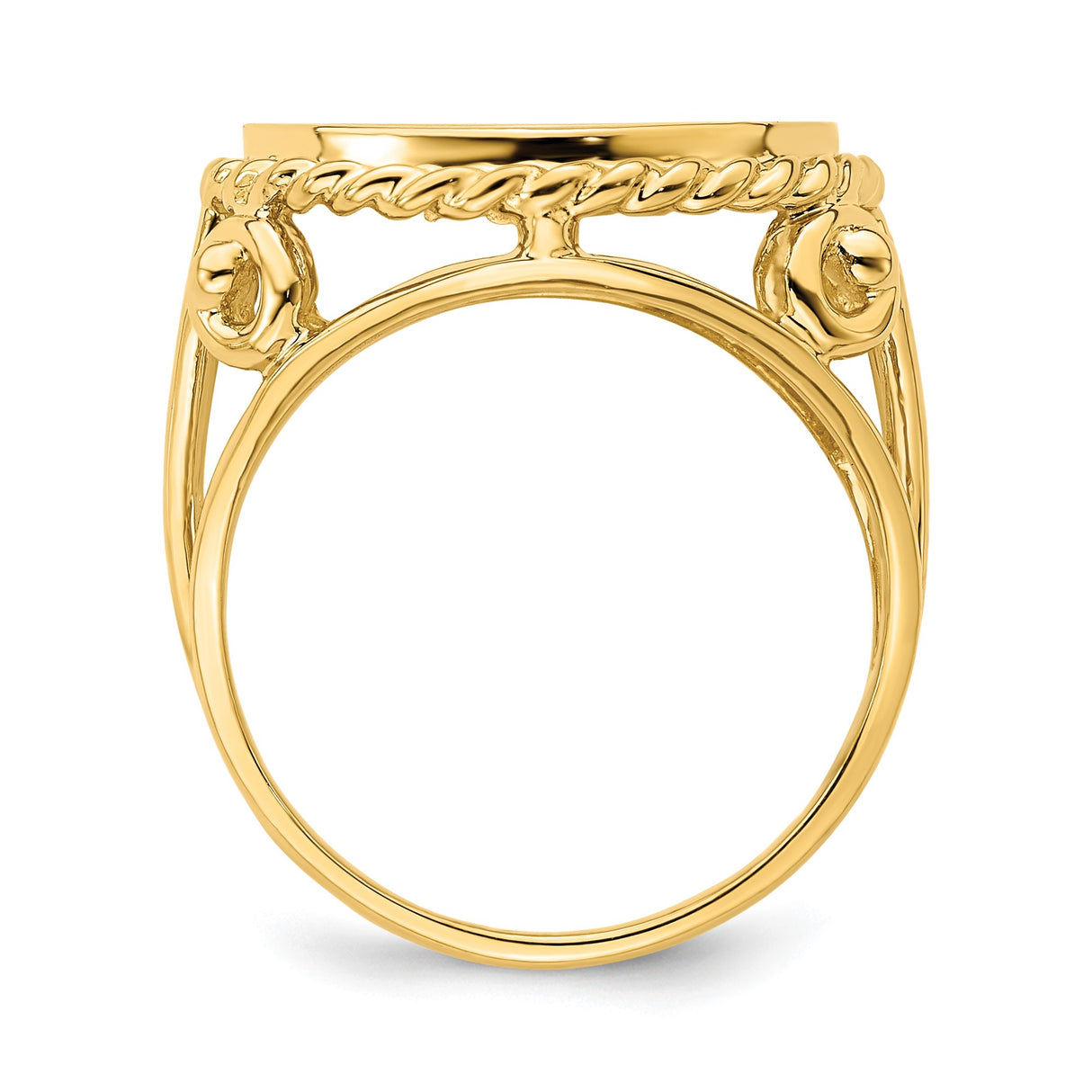 13 mm 14k Yellow Gold coin bezel ring for US $1 Indian Princess Type 1 — alternate view
