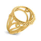 13 mm 14k Yellow Gold coin bezel ring for US $1 Indian Princess Type 1