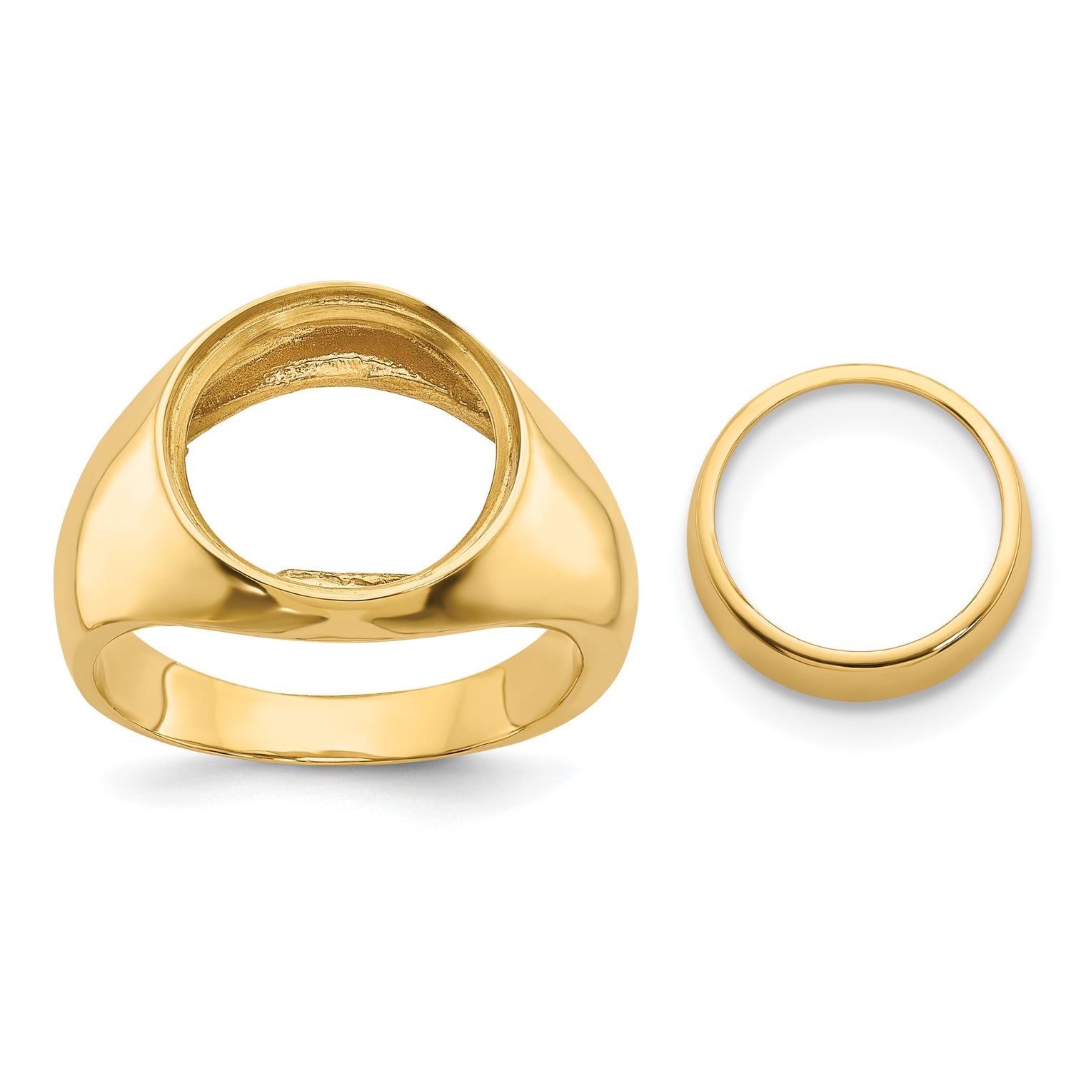 13 mm 14k Yellow Gold coin bezel ring for US $1 Indian Princess Type 1