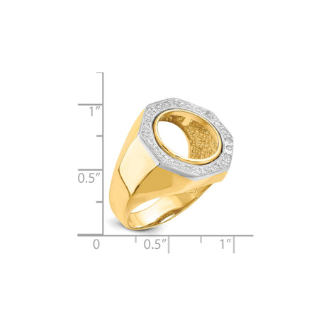 13 mm 14k Multi-Tone Gold coin bezel ring for US $1 Indian Princess Type 1 — size reference (ruler)