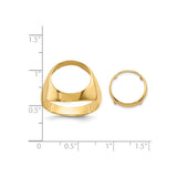 13 mm 14k Yellow Gold coin bezel ring for US $1 Indian Princess Type 1 — size reference (ruler)