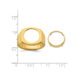 13 mm 14k Yellow Gold coin bezel ring for US $1 Indian Princess Type 1 — size reference (ruler)