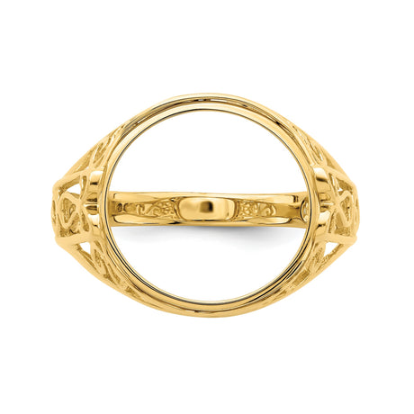 13 mm 14k Yellow Gold coin bezel ring for US $1 Indian Princess Type 1 — additional image