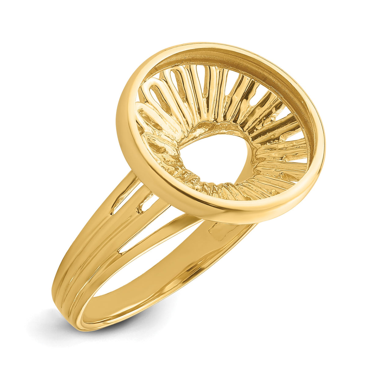 13 mm 14k Yellow Gold coin bezel ring for US $1 Indian Princess Type 1