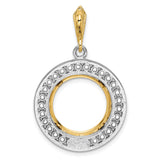 15 mm 14k Multi-Tone Gold coin bezel pendant for US $1 Indian Princess Type 2 — additional image