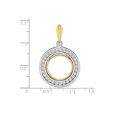 15 mm 14k Multi-Tone Gold coin bezel pendant for US $1 Indian Princess Type 2 — size reference (ruler)