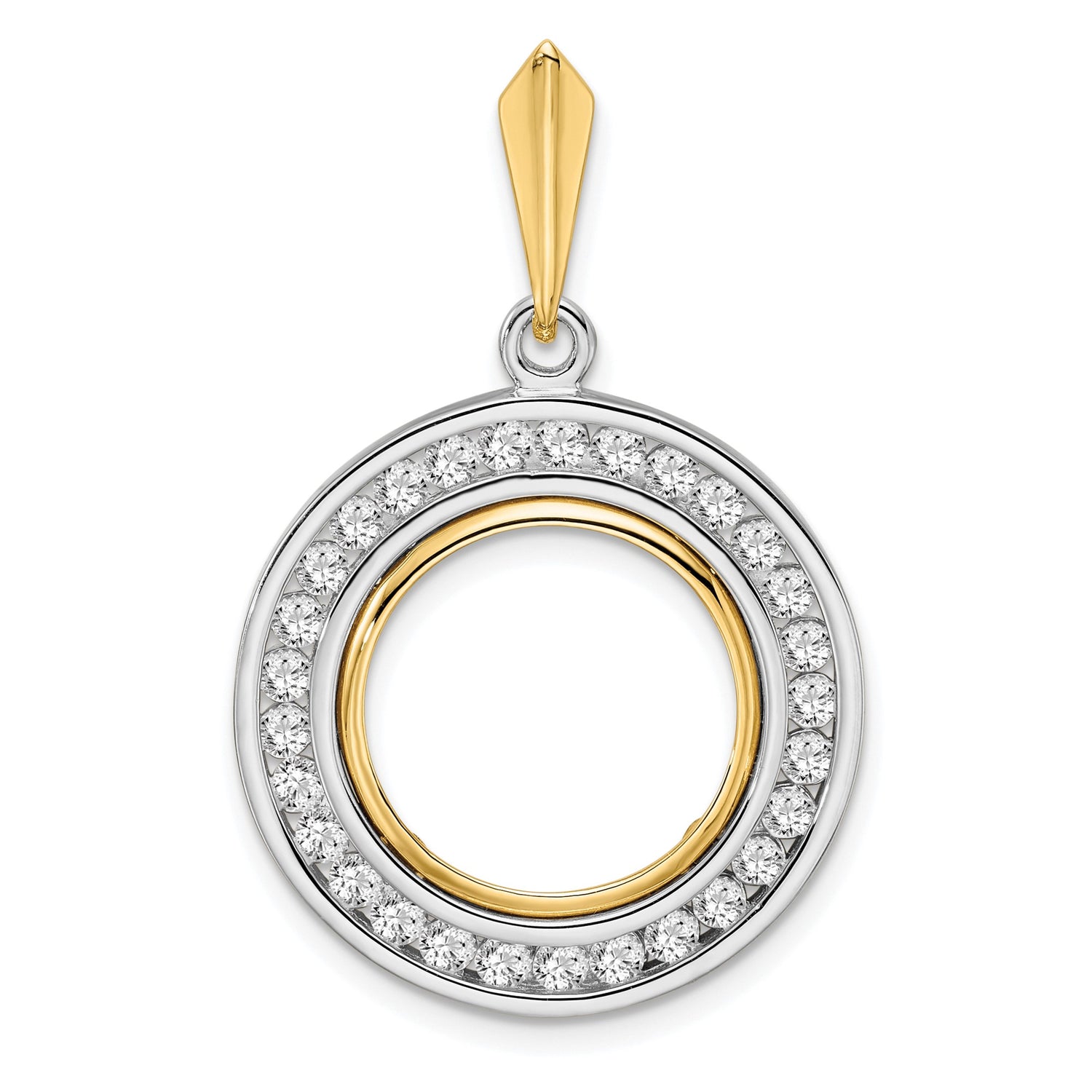 15 mm 14k Multi-Tone Gold coin bezel pendant for US $1 Indian Princess Type 2