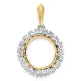 15 mm 14k Multi-Tone Gold coin bezel pendant for US $1 Indian Princess Type 2 — additional image