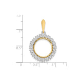 15 mm 14k Multi-Tone Gold coin bezel pendant for US $1 Indian Princess Type 2 — size reference (ruler)