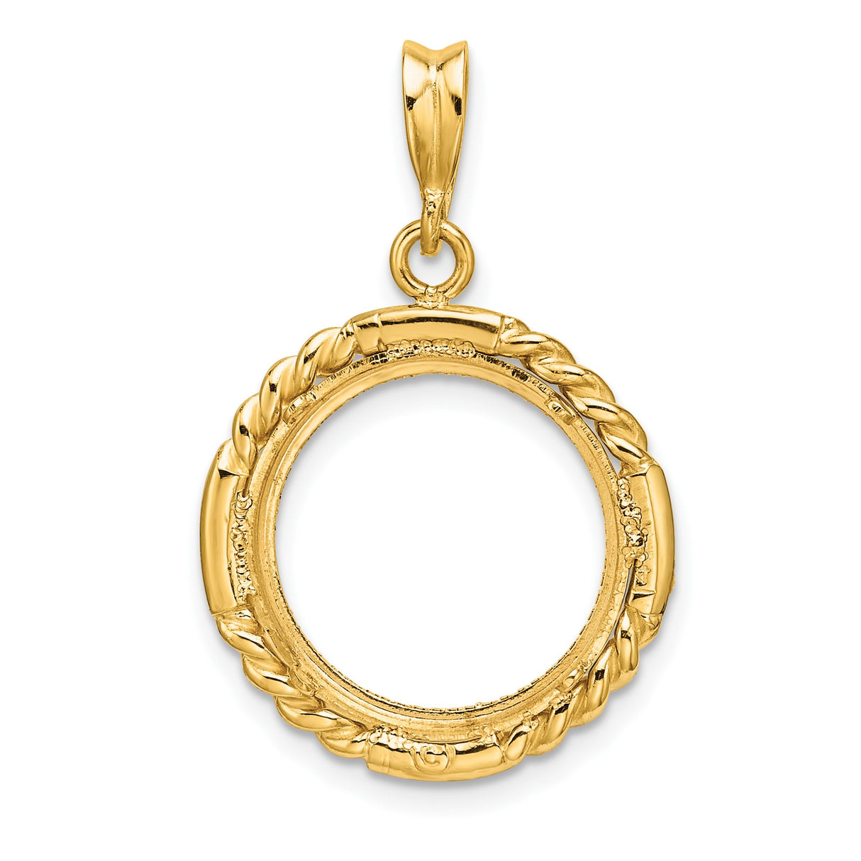15 mm 14k Yellow Gold coin bezel pendant for US $1 Indian Princess Type 2 — additional image