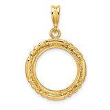 15 mm 14k Yellow Gold coin bezel pendant for US $1 Indian Princess Type 2 — additional image